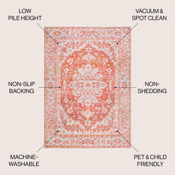 Asa Ornate Medallion Washable Area Rug